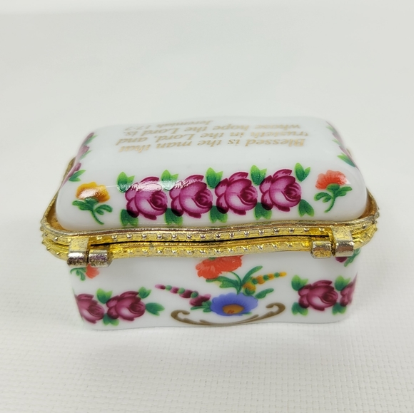 Imperial Porcelain Trinket Box With Bible Verse - Picture 5 of 9